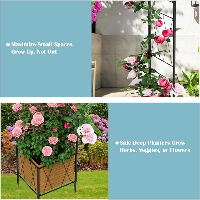 Metal Garden Arch Trellis for Climbing Plants Outdoor, 8.2FT Garden Arbors - Image 8
