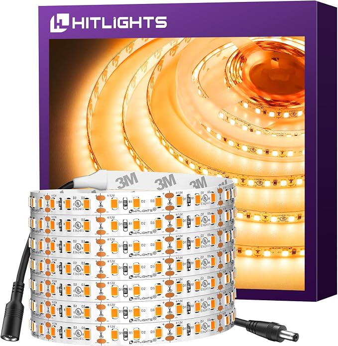 HitLights LED Strip Lights Warm White 2700K, 16.4ft High Density Tape Light by HitLights