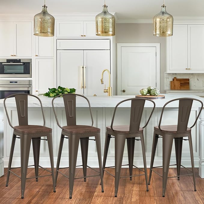 Yongqiang 24 inch Bar Stools Set of 4 Kitchen Counter Height Bar Chairs Modern - Image 9