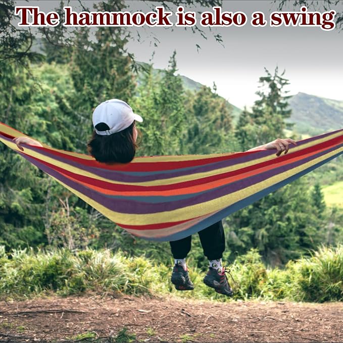 Camping Hammocks for Backyard Hanging Sturdy Garden Comfortable Fabric Hammock - Image 3