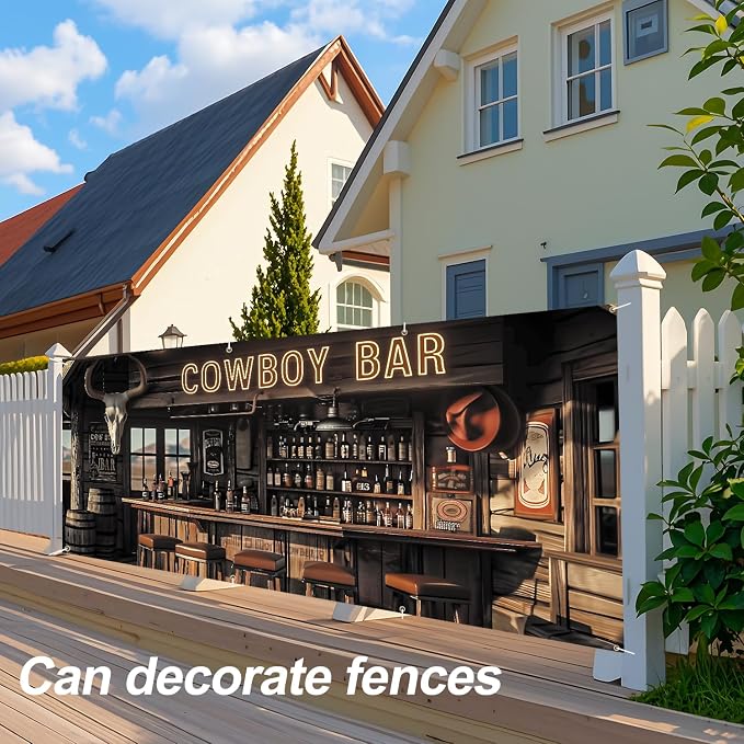 ANNA QUEEN Cowboy Bar Garage Door Banner 6x13FT, Western Saloon Bar Garage Door - Image 5