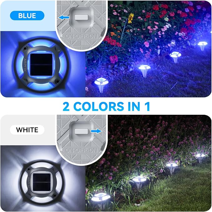 AGPTEK Solar Driveway Lights 12 Pack, 2 Colors in 1 Outdoor Solar Deck Dock - Image 3