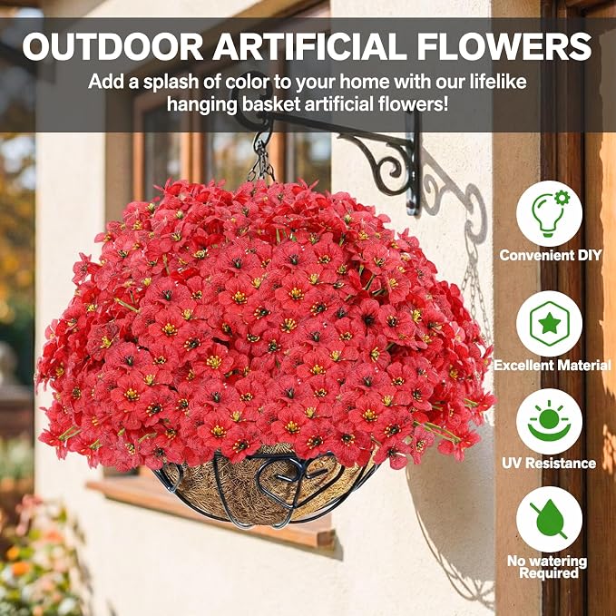 60 Pack Artificial Flowers for Outdoor Indoor Fake Plants, Faux Silk Flowers - Image 2