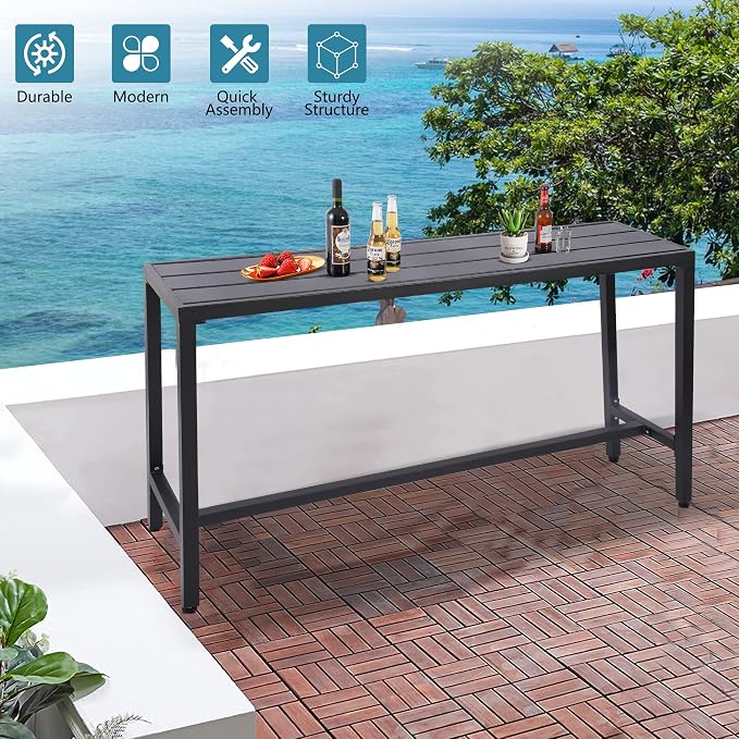 Outdoor Bar Table, Patio Console Pub Height Table - Image 4