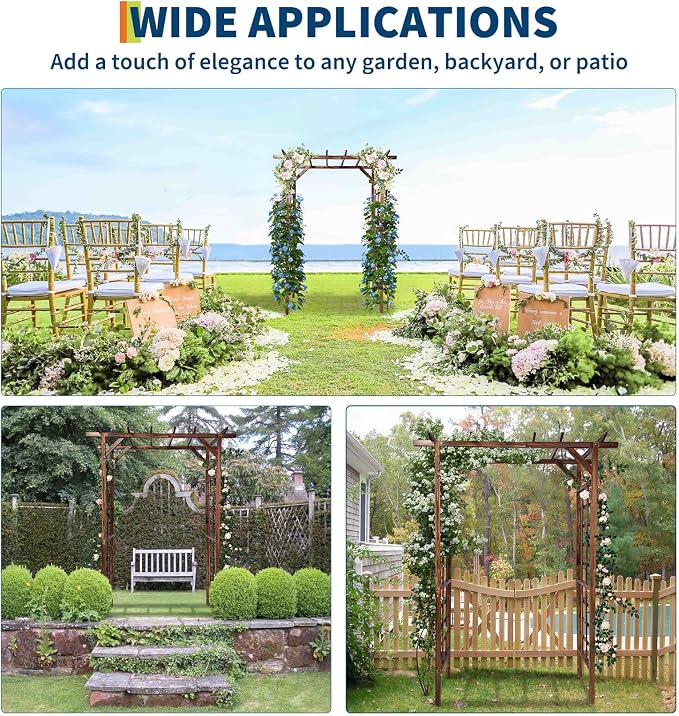85 in Wooden Garden Arbor, Solid Fir Wood Trellis - Image 4