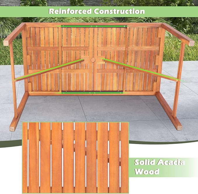 Tangkula 55" Acacia Wood Outdoor Dining Table - Image 7