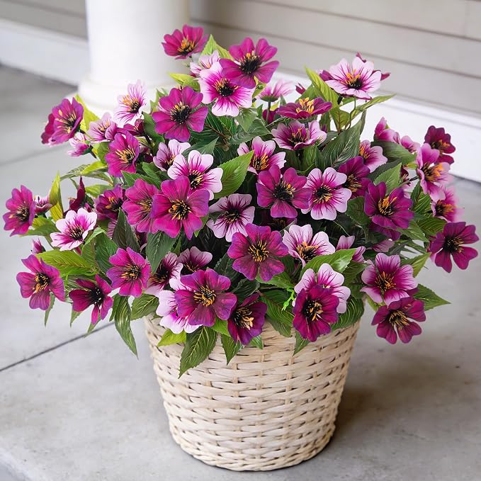 Fake Artificial Flowers for Outdoors Decoration, 4 Bundles Silk Faux Spring by Hrobek