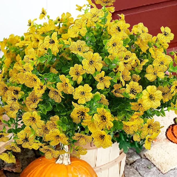 Artificial Flowers for Outdoor, UV Resistant Fake Silk Flowers, Realistic Faux by Welcometothetrytuny