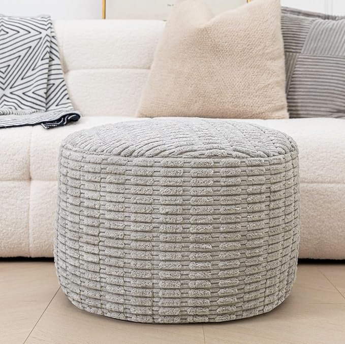 Asuprui Round Ottoman Pouf Ottoman Foot Stool Seat Faux Fur Bean Bag Foot Rest - Image 4