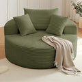 Oversized Round Chair Lounge Chaise Indoor, Upholstered Corduroy Deep Seat by Lakifun