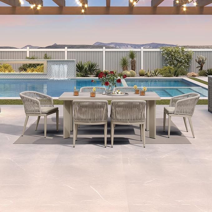 PURPLE LEAF 7 Pieces Outdoor Dining Set Patio Table and Chairs Set Aluminum by PURPLELEAF