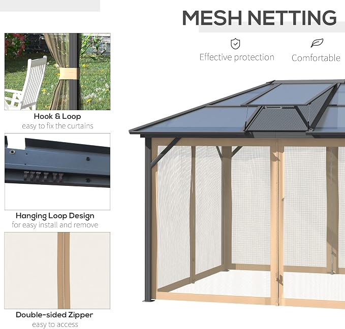 Outsunny 10' x 12' Hardtop Gazebo Canopy - Image 4