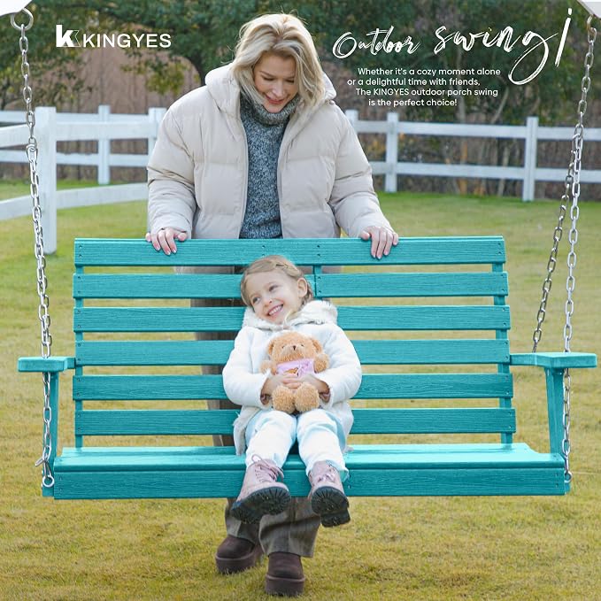 KINGYES Outdoor Hanging Porch Swing, 2 Seat Patio Swing Chair - Image 7