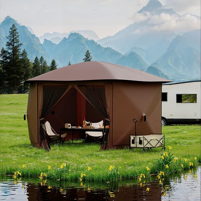 11.5x11.5FT 6-Sided Pop Up Gazebo Tent，One-Push Setup Canopy Tent - Image 8