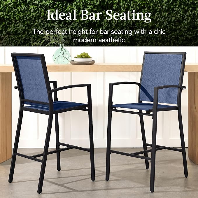 Best Choice Products Outdoor Bar Stools Set of 2, Bar Height, Patio Furniture - Image 3