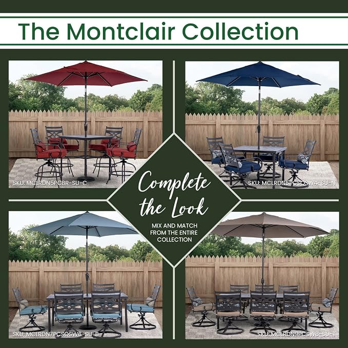 Hanover Montclair 9' Market Outdoor Umbrella, All-Weather, Crank Lever - Image 5