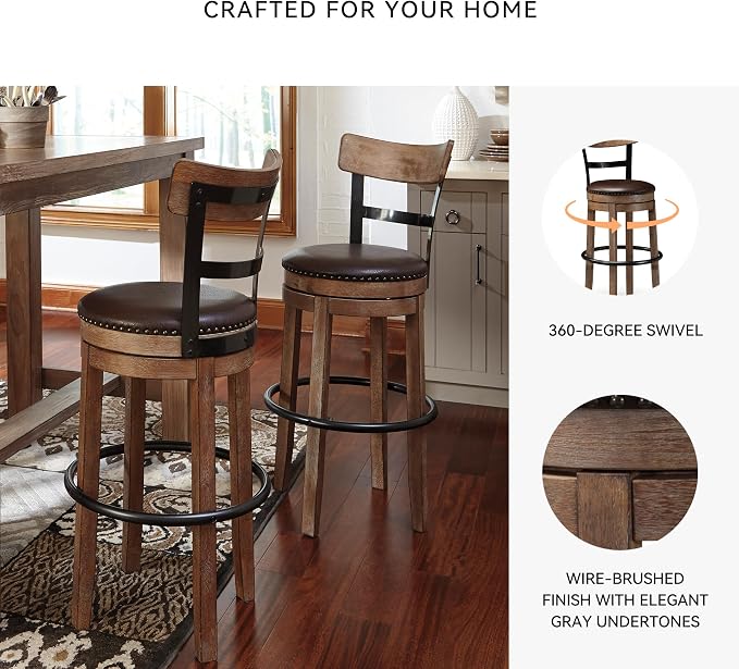 Signature Design by Ashley Pinnadel 30" Modern Swivel Pub Height Barstool - Image 5