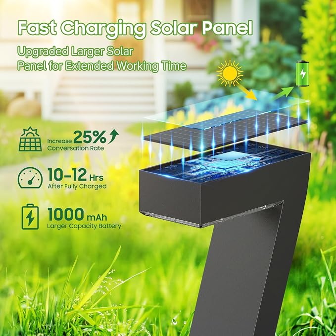 WdtPro Solar Lights Outdoor Pathway Lights, 6 Pack Upgraded Bright LED Outdoor - Image 3