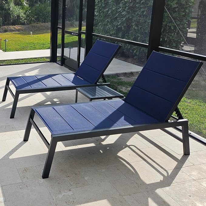 PURPLE LEAF Extra Large Outdoor Chaise Lounge 2 Pieces Aluminum Patio Lounge - Image 3