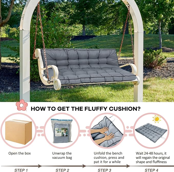 2-3 Seat Swing Replacement Cushion, Outdoor Bench Cushions - Image 6