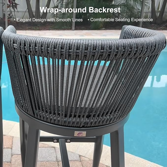 PURPLE LEAF Counter Height Bar Stools Set of 2 Rattan Bar Stools - Image 8
