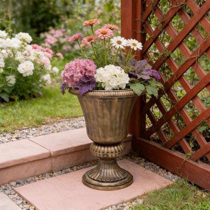 Athena Collection 20''H Garden Plastic Urn Vintage Tall Planter Urn Patio Large - Image 7