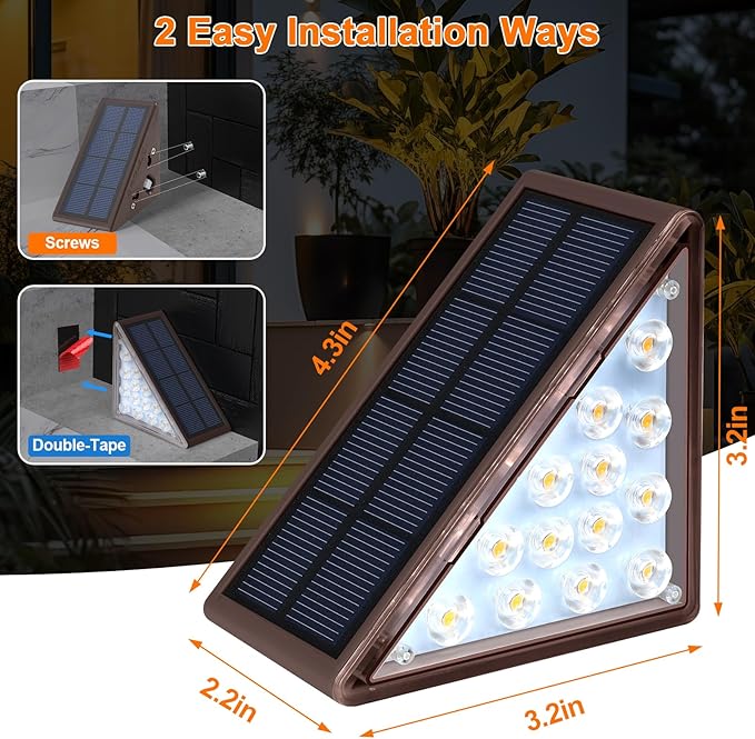 Solar Step Lights for Outside, 8 Pack Solar Stair Lights Waterproof IP67 - Image 4