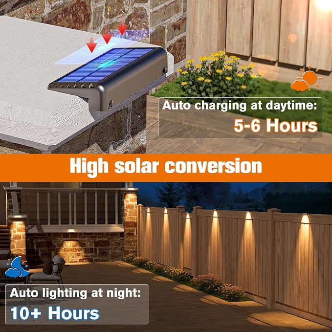 NIORSUN Solar Deck Lights Outdoor 20 Pack, IP65 Waterproof Large Size LED Stair - Image 3