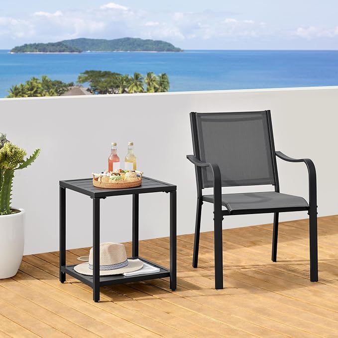 Yaheetech Outdoor Side Table, Metal Outdoor End Table - Image 2