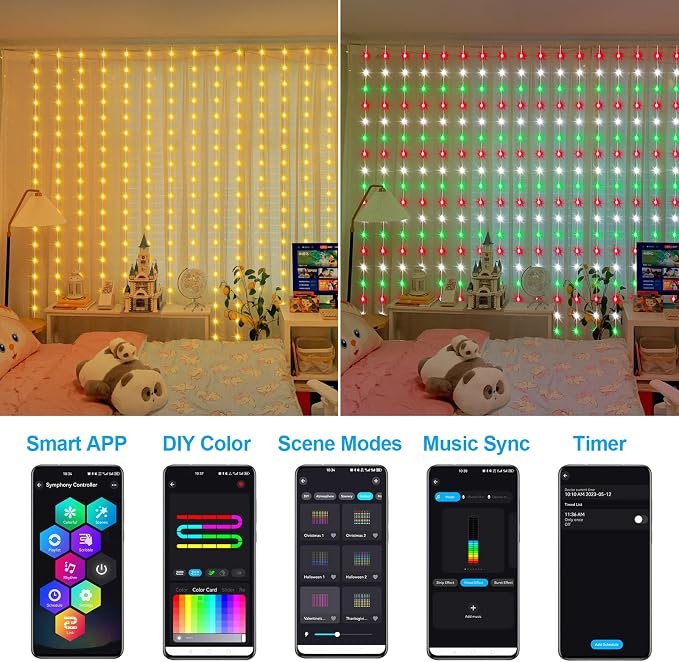 ZAIYW WiFi Smart RGB Color Changing Curtain Lights - Image 2