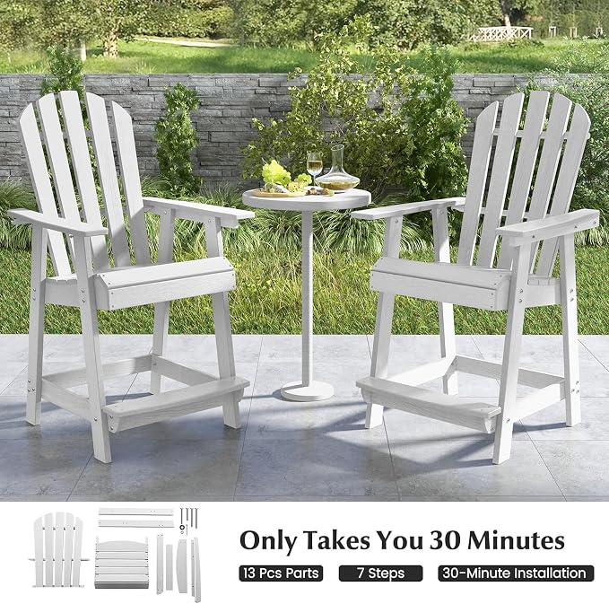 Tangkula Outdoor Bar Stool, HDPE Tall Adirondack Chair - Image 9