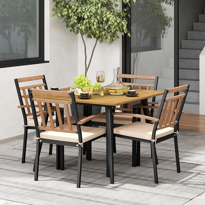 Tangkula 5 Pieces Patio Dining Set, Outdoor Dining Table and Chairs - Image 4