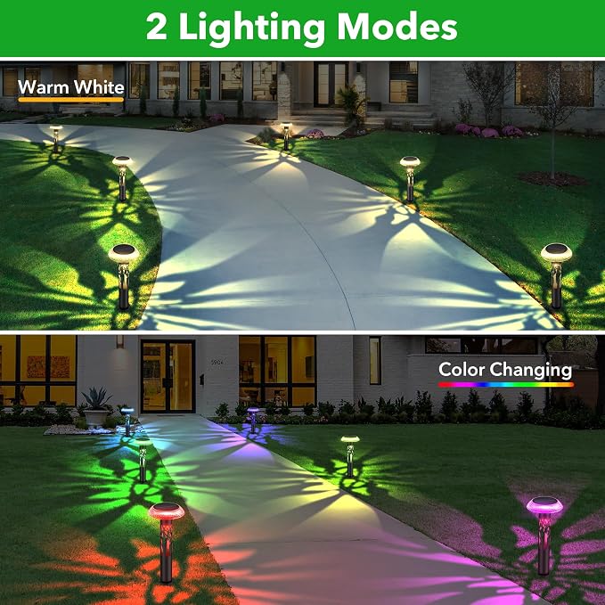 Large Solar Pathway Lights 6 Pack, 8 Modes Solar Lights Outdoor Landscape - Image 3
