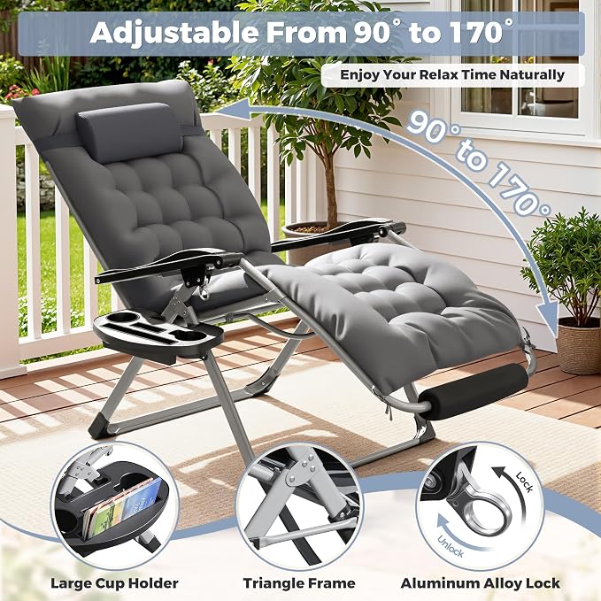 Homall Oversized Zero Gravity Chair, 32In Recliner Lounge Chair - Image 4