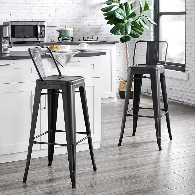 AC Pacific 30” Metal Barstool Set of 4 – Country Rustic Style - Image 2