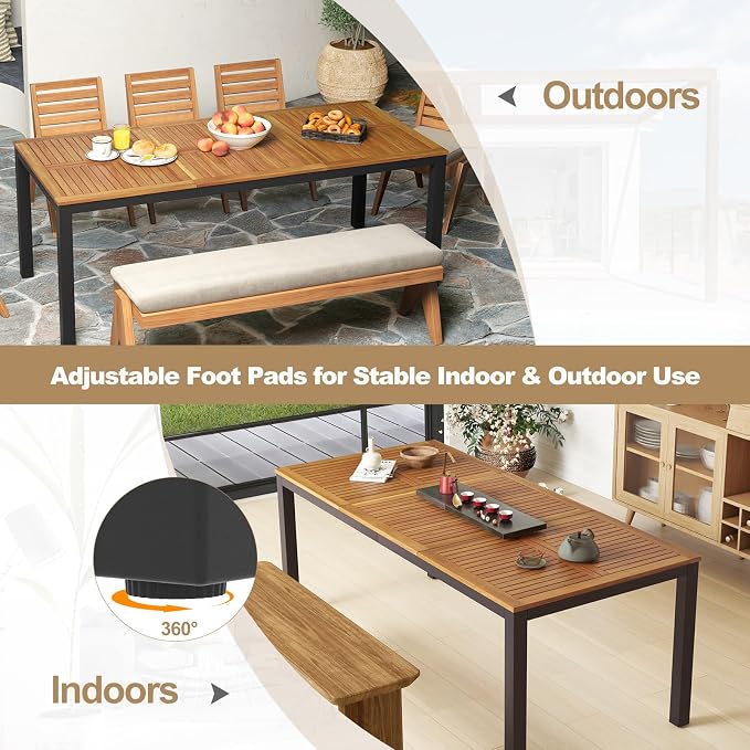 Tangkula 79" Acacia Wood Outdoor Dining Table - Image 7