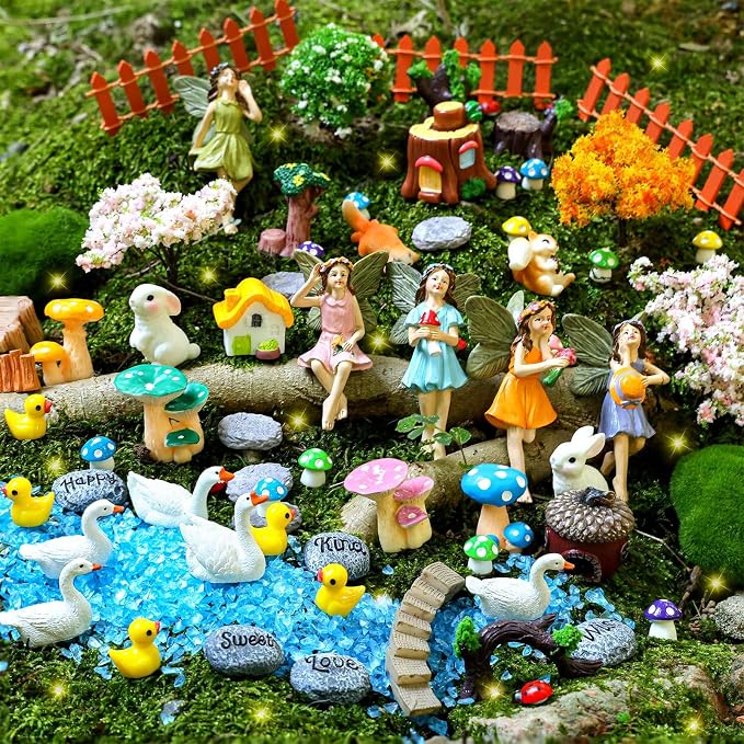 92 PCS Mini Fairy Garden Accessories Kit Cute Tiny Figurines Set DIY Micro - Image 6