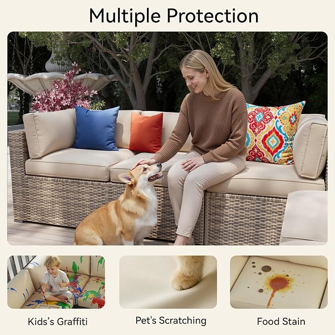 Aoxun 14pcs Patio Cushion Covers Replacement, Waterproof Outdoor Furniture - Image 4