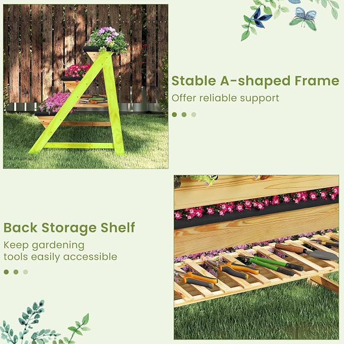 HAPPYGRILL 3-Tier Wooden Raised Garden Bed, Elevated Planter Box Kit - Image 7