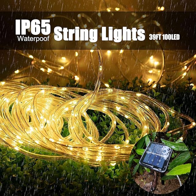 Solar Rope Light Waterproof IP65 39FT 100LEDs Outdoor LED ‎Solar Outdoor Lights - Image 4