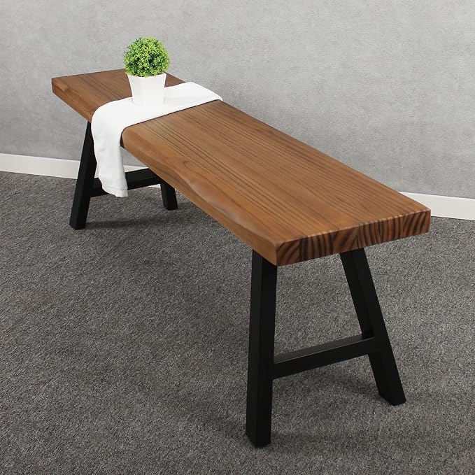 MBQQ 55 inch Outdoor Soild Wood Bench, Patio Picnic Bench, Oil Finished - Image 8