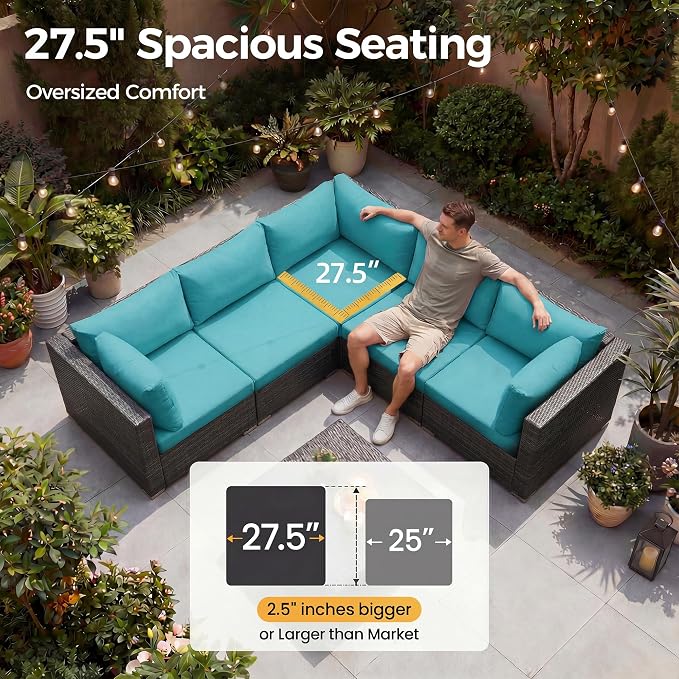 NICESOUL 7 Piece Large Modern Patio Furniture Set - Image 6
