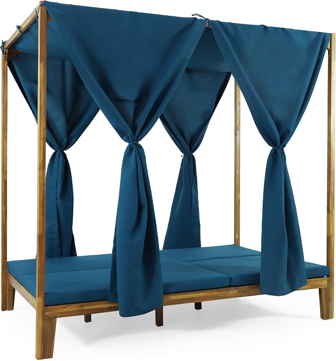Christopher Knight Home Kinzie Outdoor DAYBED, Teak + Blue - Image 5