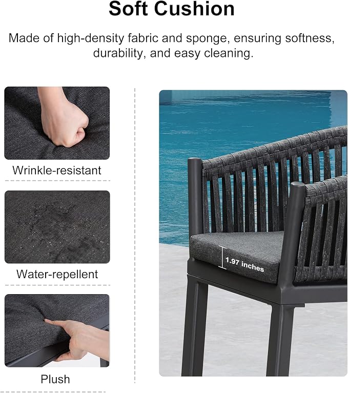 PURPLE LEAF Outdoor Counter Height Bar Stools Set of 2 Patio Metal Modern - Image 4