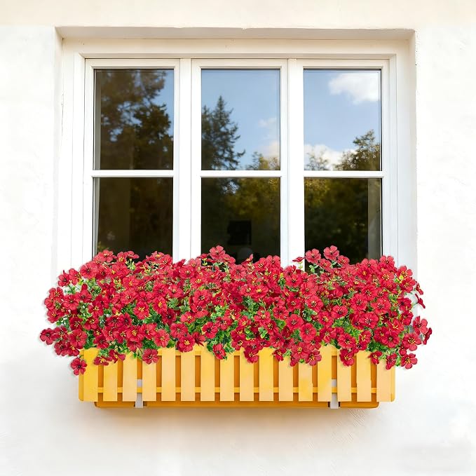 Bassion Artificial Flowers for Outdoors, 24 Bundles UV Resistant Fake Flowers - Image 8