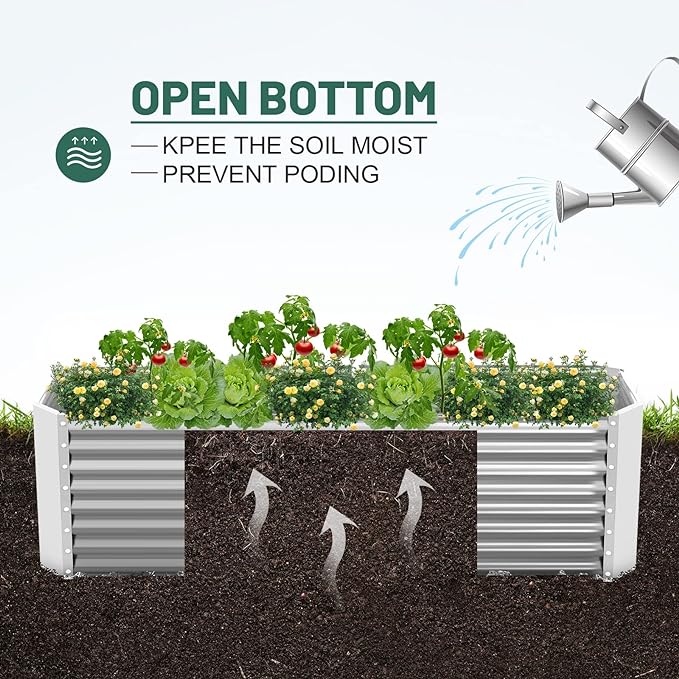 Land Guard 8×4×2 ft Galvanized Raised Garden Bed Kit, Galvanized Planter Raised - Image 3