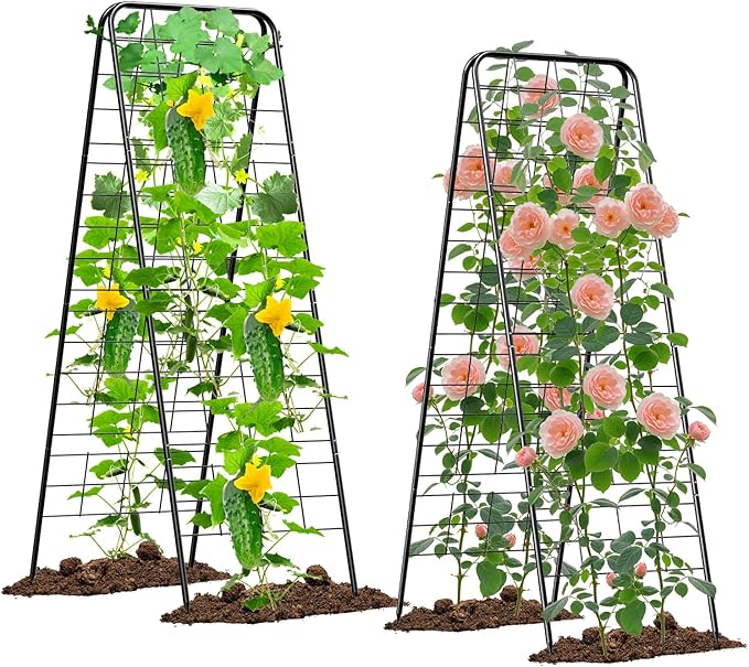 Heavy Duty Cucumber Trellis，50"x17"Adjustable A-Frame Trellis by MQHUAYU