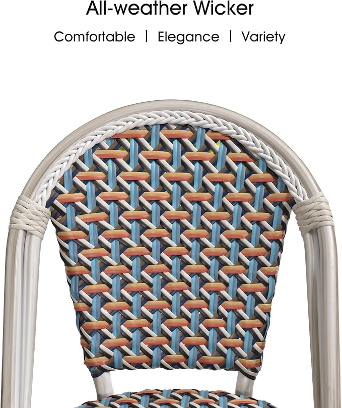 PURPLE LEAF Dining Chair Set of 2 Outdoor French Bistro Chairs Hand-Woven - Image 6
