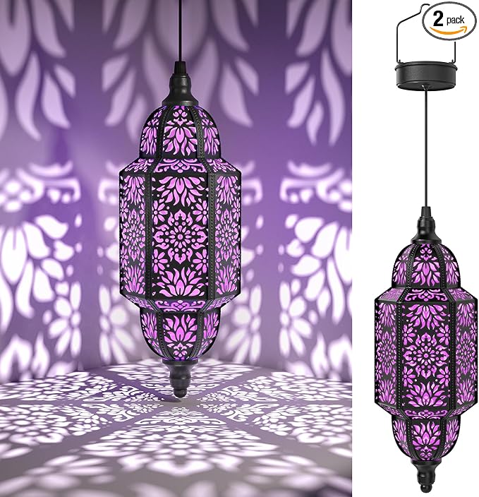 Twinkya 2 Pack Hanging Solar Lights Outdoor Garden Decorative Solar Lantern by twinkya