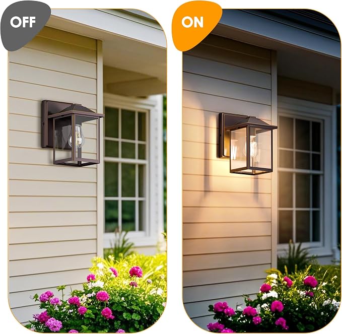 Outdoor Wall Lantern, Exterior Waterproof Wall Sconce Light Fixture, Oil Rubbed - Image 5